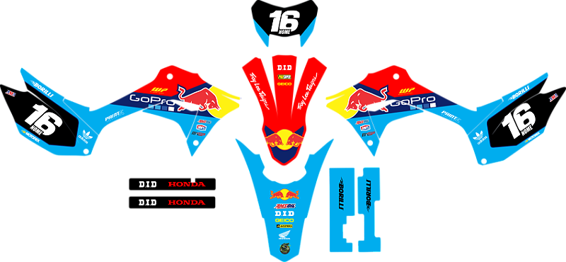 KIT ADESIVOS GRAFICOS CRF250f Original REDBULL GO PRO