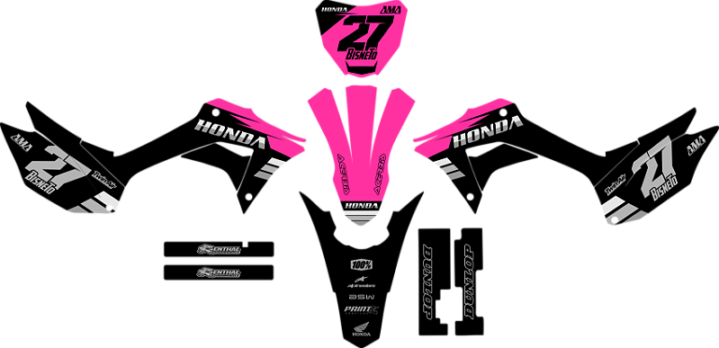 KIT ADESIVOS GRAFICOS CRF250f Original ROSA COM CINZA