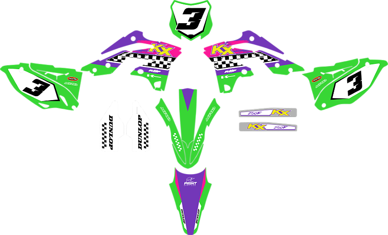KIT ADESIVOS GRAFICOS KAWASAKI KX 250F CHECKED