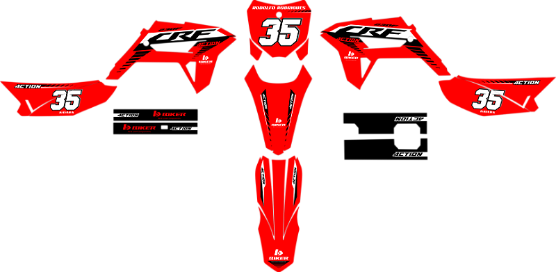 KIT ADESIVOS GRAFICOS CRF230F BIKER ACTION RED ORIGINAL