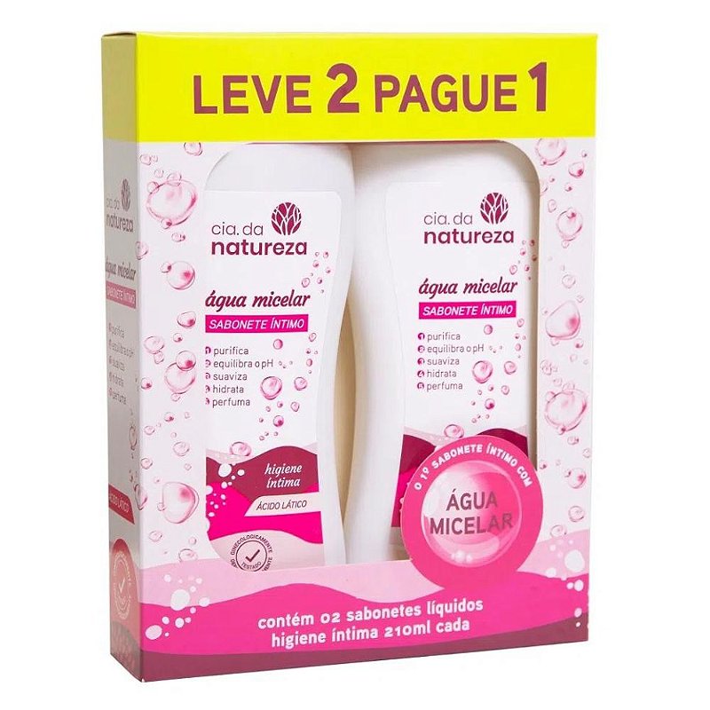 Kit Sabonete Intimo Cia Da Natureza Agua Micelar 210ml Leve 2