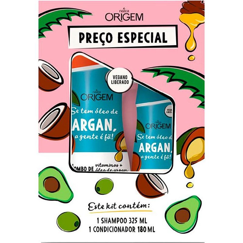 Kit Shampoo 325ml + Condicionador 180ml Nazca Origem Argan