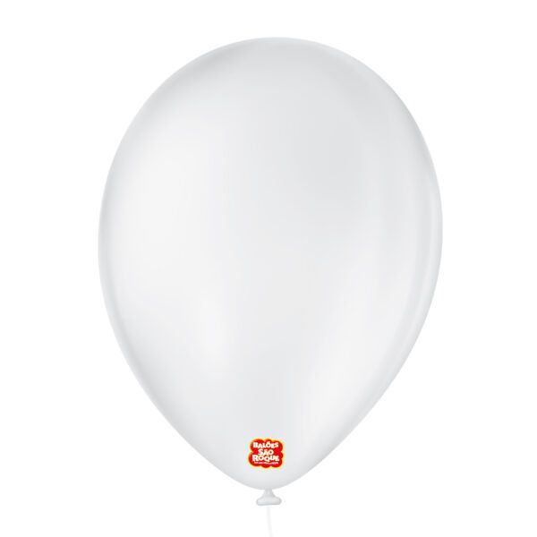 Balão Látex Liso Branco Polar Nº9 - 50 Unidades