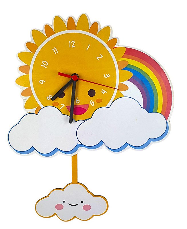 Relógio Infantil Quarto de Criança Com Pêndulo Sorvetinho - modernatoatacado