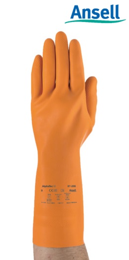 Luva AlphaTec 87-208 CA12869 Ansell Látex com Forro Orange