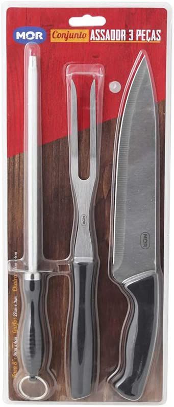 Kit para Cozinha 3 Peças Garfo Faca e Chaira Kala