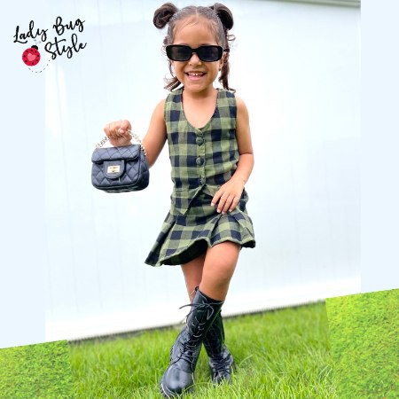 Colete Alfaiataria com Shorts-Saia Xadrez - LadyBug Style