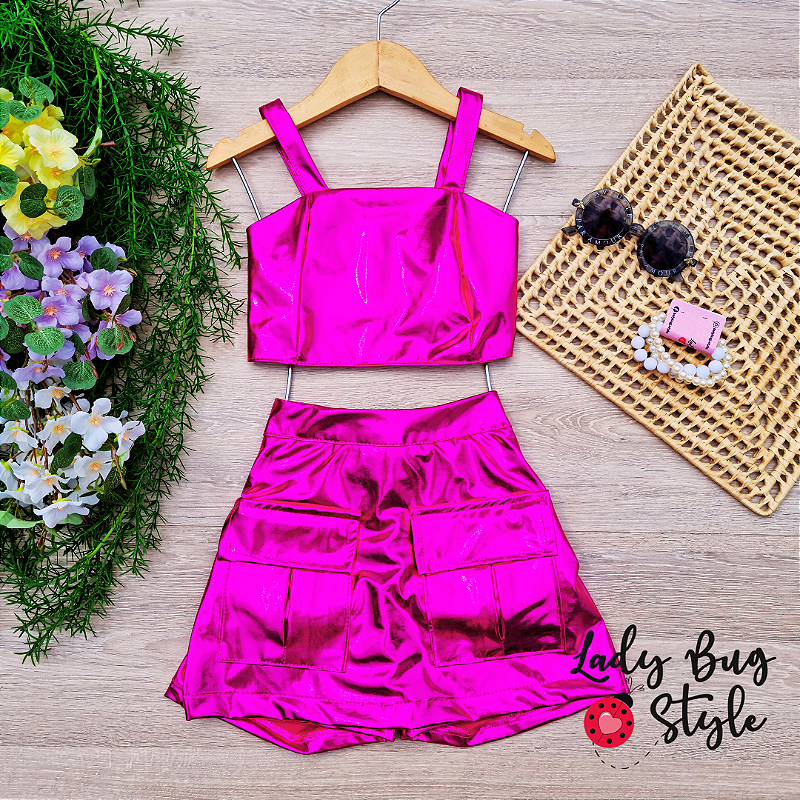 Conjunto Shorts Saia Pink Shine