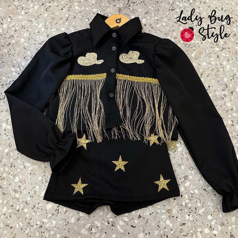 Conjunto Shorts Saia e Camisa Cowgirl