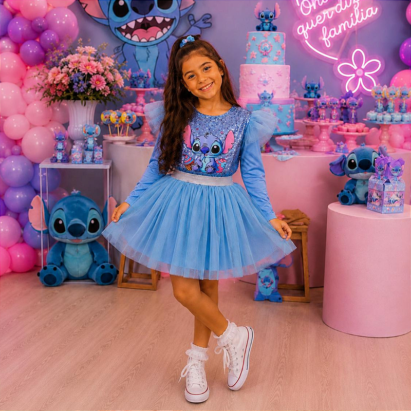 Conjunto Body Paete Stitch com Saia de Tule ML