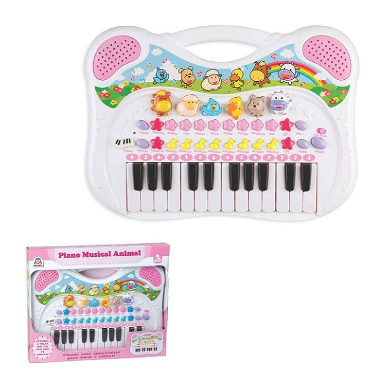 Teclado Piano Musical Infantil com Sons de Animais Trenzinho