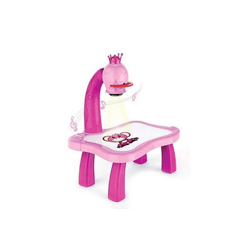 Mesa projetor infantil de desenho dinossauro (rosa)