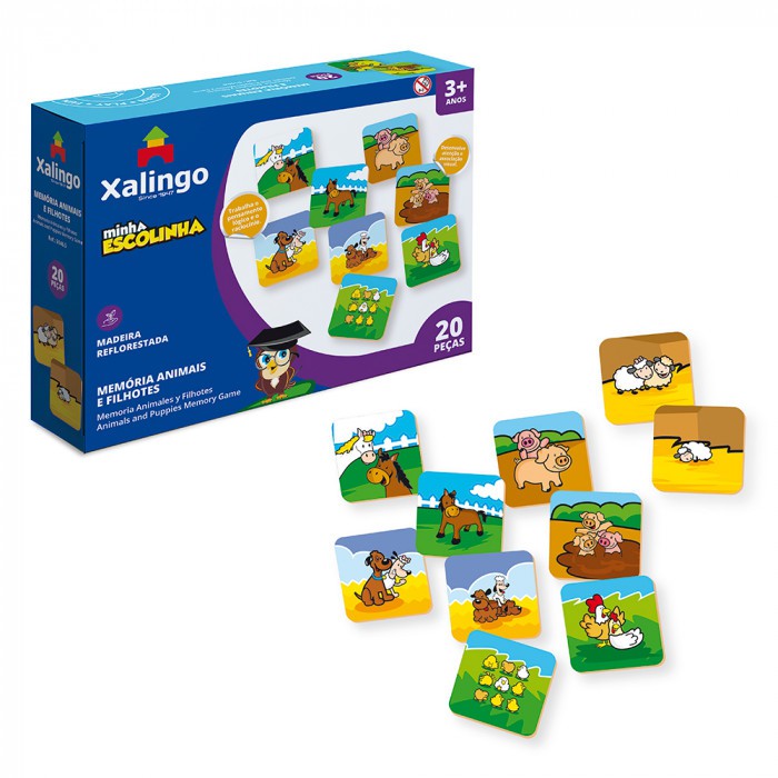 Jogo de Memória - Animais e Filhotes - 51465 - Xalingo - Real Brinquedos