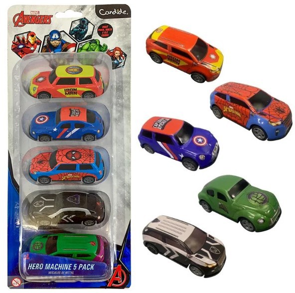 Mini Veículos Pull Back Com 5 - Avengers - 4608 - Candide - Real