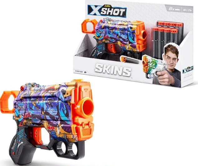Lançador X-Shot - Skins - Menace - 8 Dardos - Spray Tag - 5609