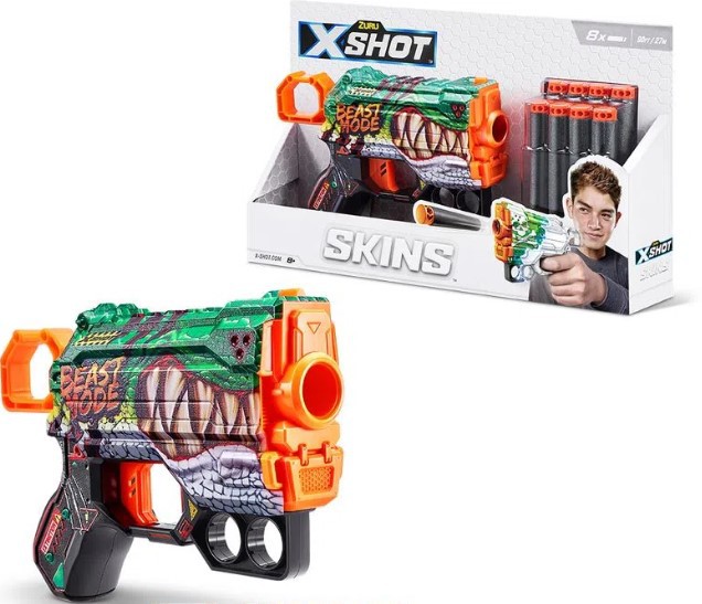 Lançador X-Shot - Skins - Menace - 8 Dardos - Beast Mode - 5609