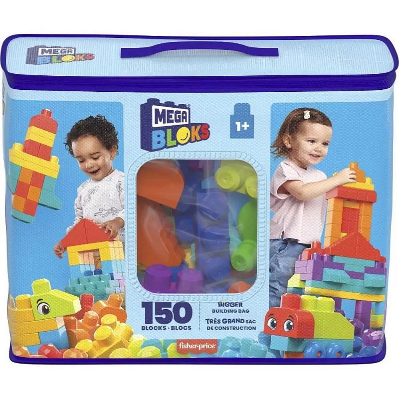 Blocos de Montar - Mega Bloks - Sacola com 80 Peças - Azul - Fisher-Price