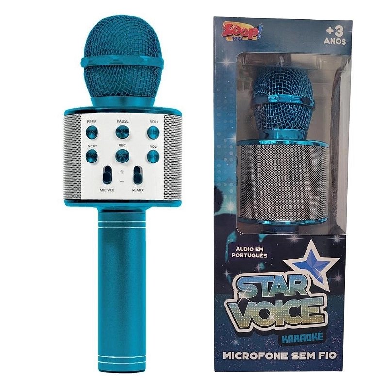 Microfone Infantil - Star Voice - Bluetooth - Azul - ZP00995 - Zoop T -  Real Brinquedos