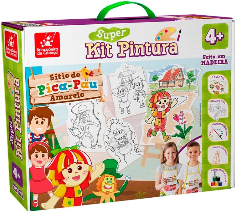 Kit Pintura Dinos com Cavaletes Tintas Telas Jogo Infantil