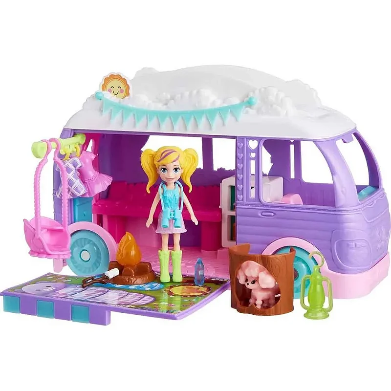Polly Pocket Camper Van Boneca e Pet Playset JCC32 - Mattel - Real ...