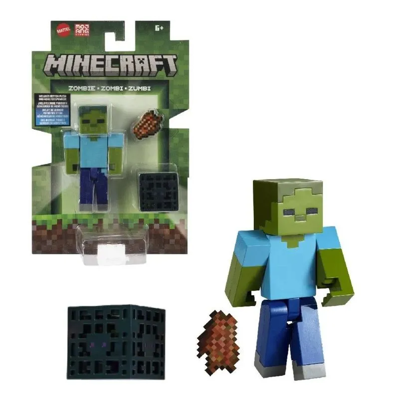Boneco Minecraft Zumbi e Acessório 7cm - Gtp08 - Mattel - Real