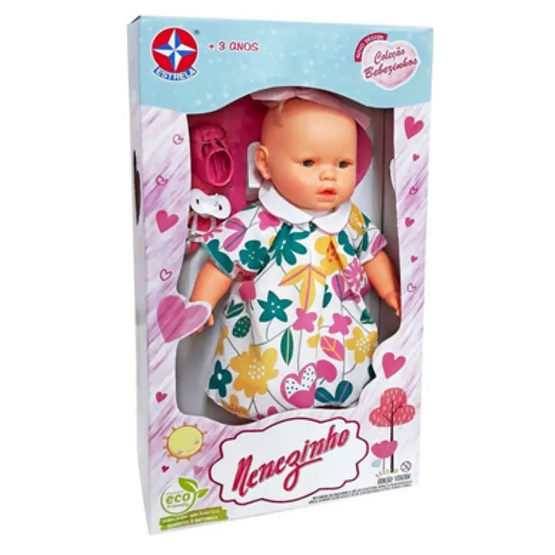 Boneca Nenezinho Branco Vestido Colorido 44 - 0056 - cm
