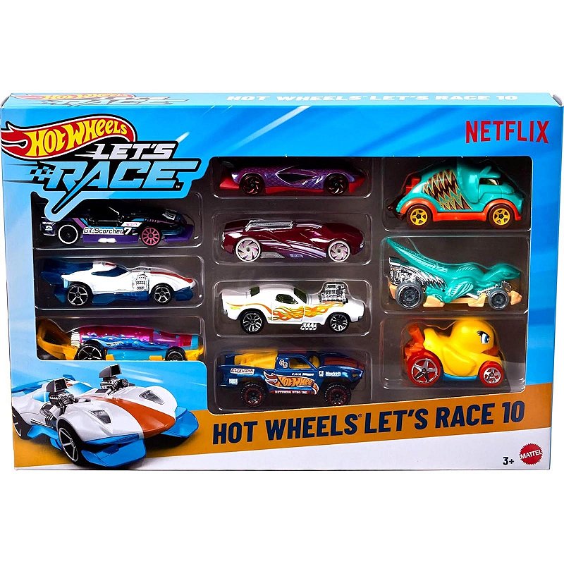 Pack 10 Hot Wheels - Let's Race - JGN40 Mattel - Real Brinquedos