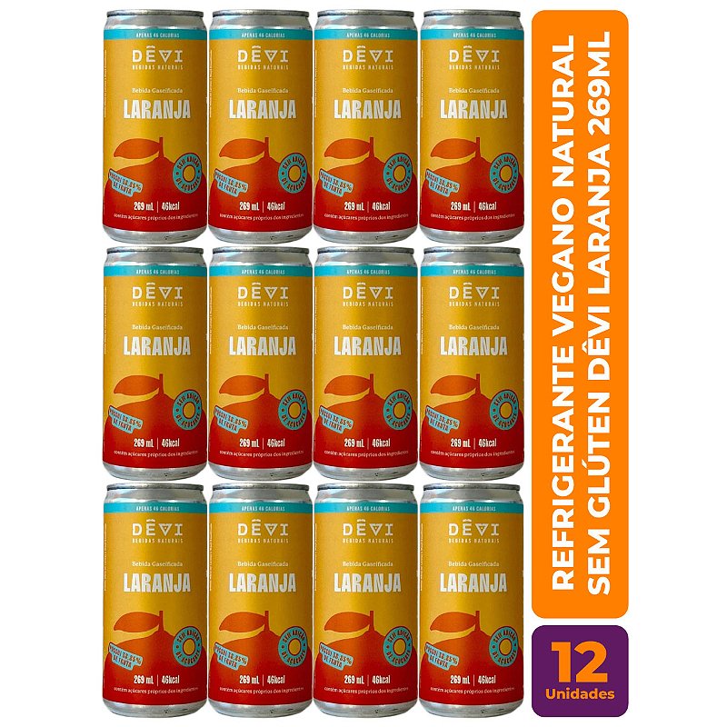 R$8,49 CADA UN - Pack com 12 Refrigerantes Vegano Natural DÊVI