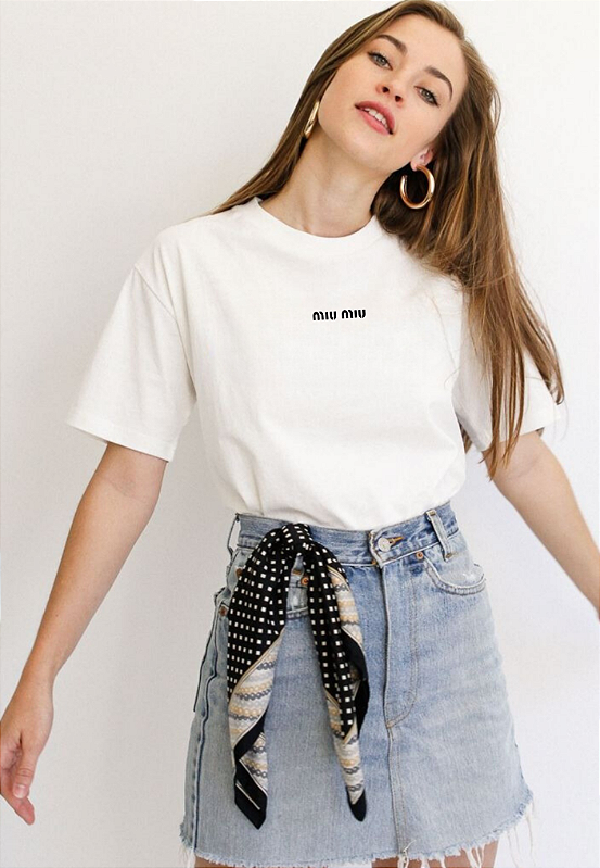 T-shirt MIU MIU - BRANCO - Lara Costa Brand - Perfeita Para Você