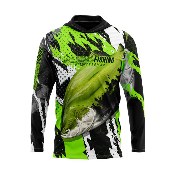 Camisa de Pesca Caiaqueiro Verde/Amarela C/ Capuz Masculina