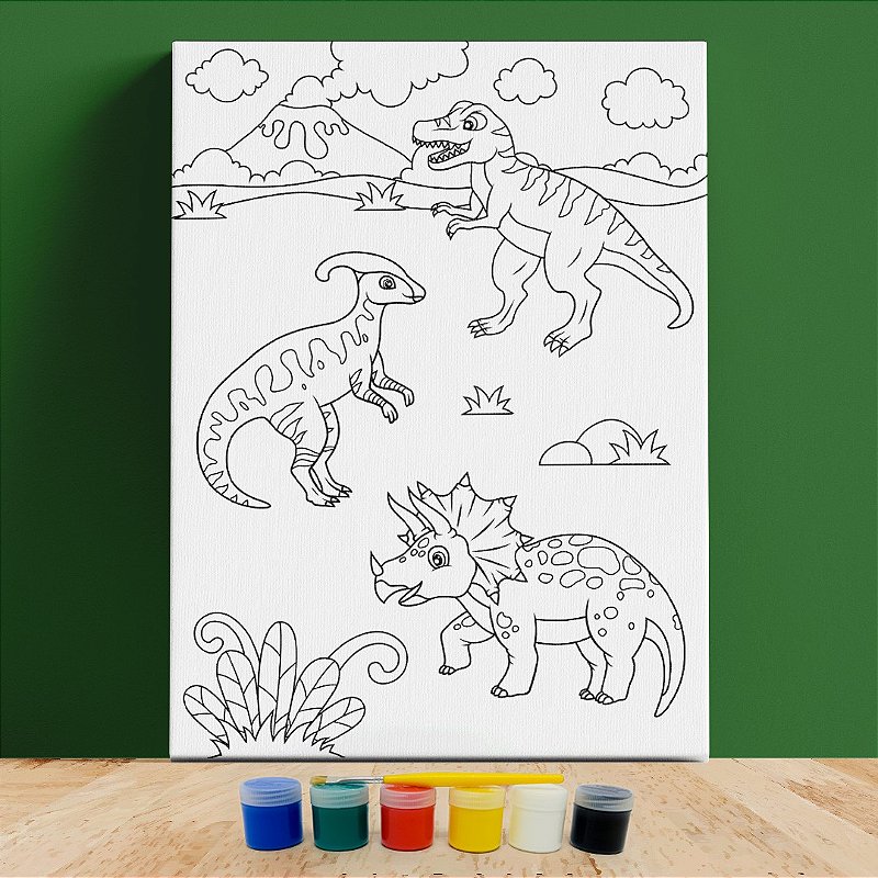 Tela Para Pintura Infantil Colorir Pintar Canvas Carro com Tinta e Pincel