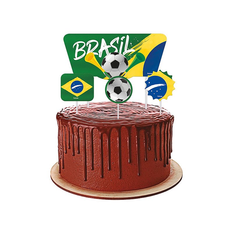 Topo para bolo Festa Brasil 4 Uni Festcolor - Inspire sua Festa Loja