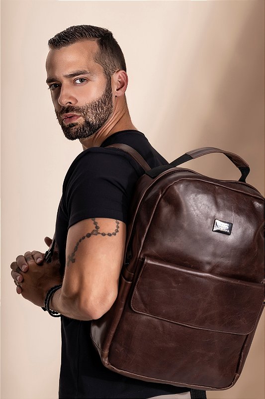 MOCHILA CLASSICO ROMANO - COURO LEGITIMO