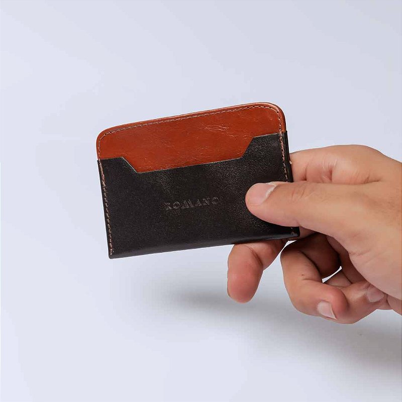 PORTA CARTÃO ROMANO  COURO LEGITIMO - REF CM 22056