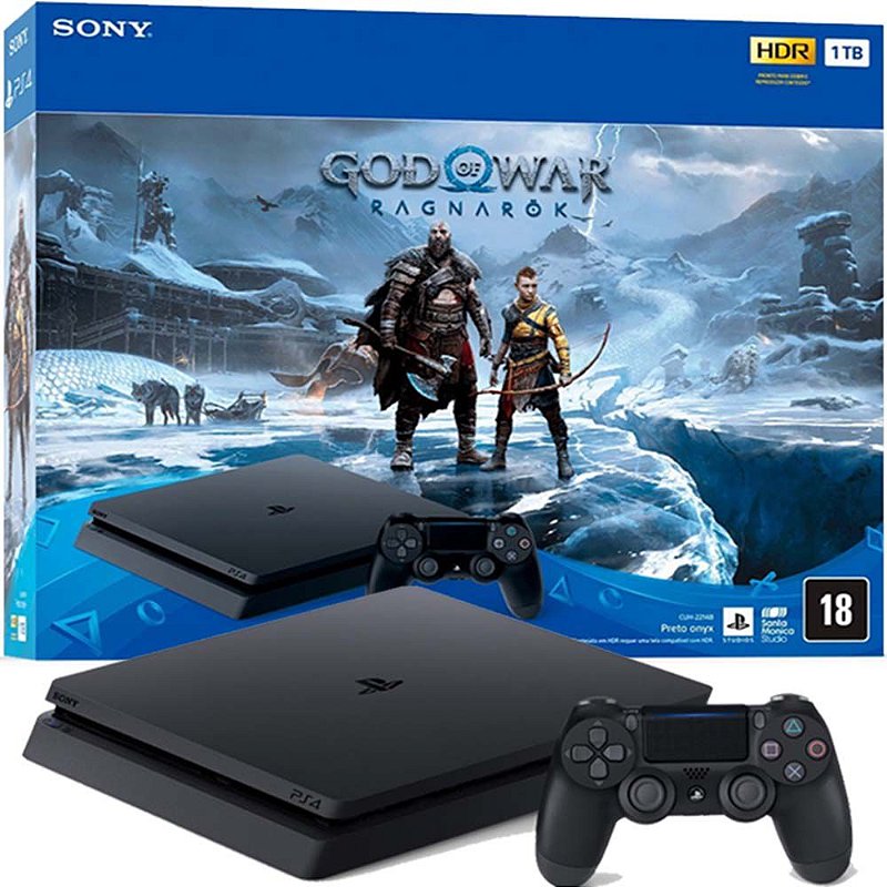 Playstation 4 PS4 Slim 1TB Edi o God Of War Ragnarok NOVO Nova 