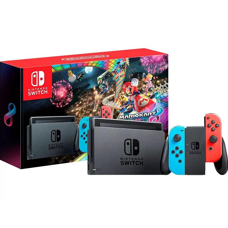 Nintendo Switch, Neon, Modelo V2, Ed. MK8, Não Acompanha