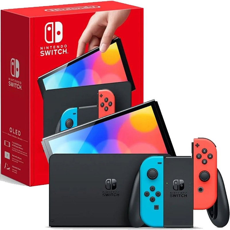 Nintendo Switch Oled, Colorido Neon, Na Caixa (Seminovo) - Nova