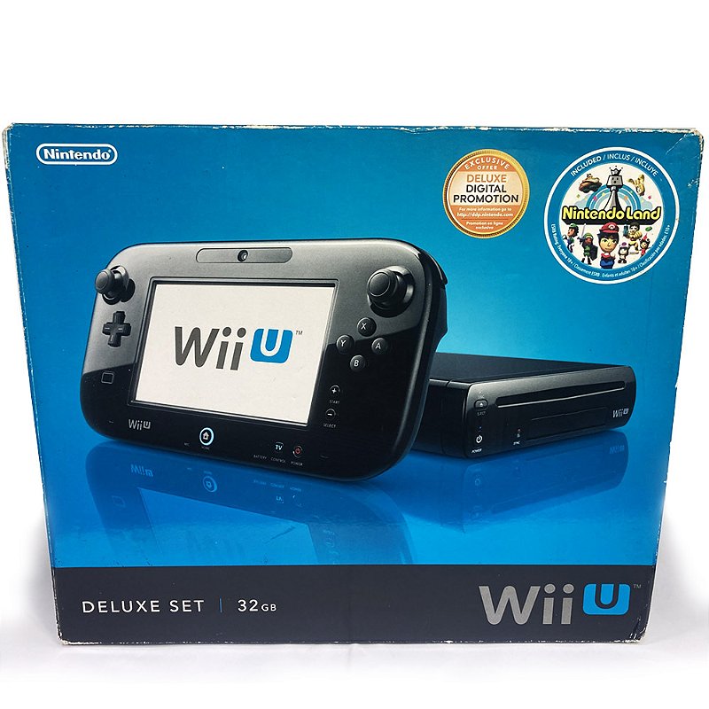 Console Nintendo Wii U, Deluxe, 32GB, Preto, Caixa Original (Usado