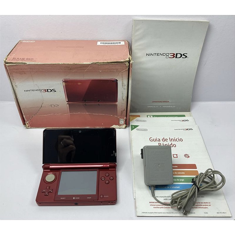 Nintendo 3DS Vermelho, Na Caixa, Original Nintendo, Usado - Nova