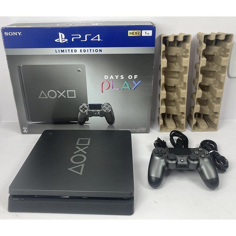 Playstation 4 Slim 1TB, Ed. Days Of Play, Na Caixa Seriado, Modelo