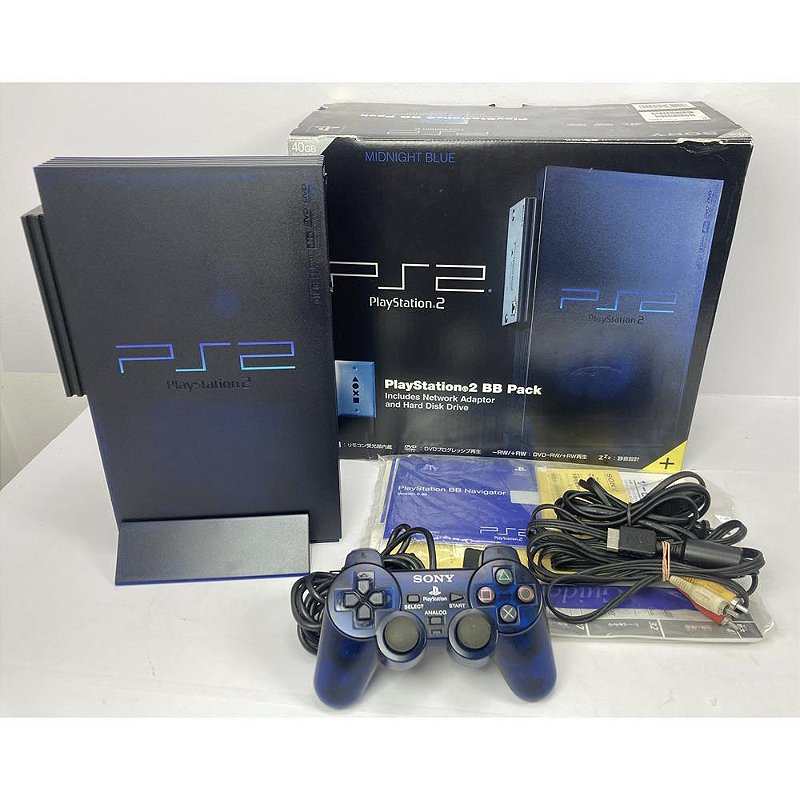 PS 2 PlayStation ２ / プレイステーション2 PlayStation 2, Midnight Blue, Na Caixa Seriado, Modelo SCPH 50000