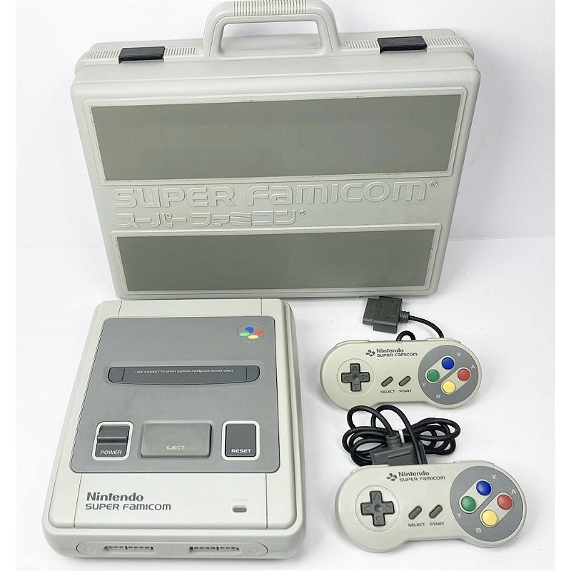 Nintendo Super Famicom グレー 中古とファミコン Super Famicom, Com Maleta Original, 2 Controles Originais