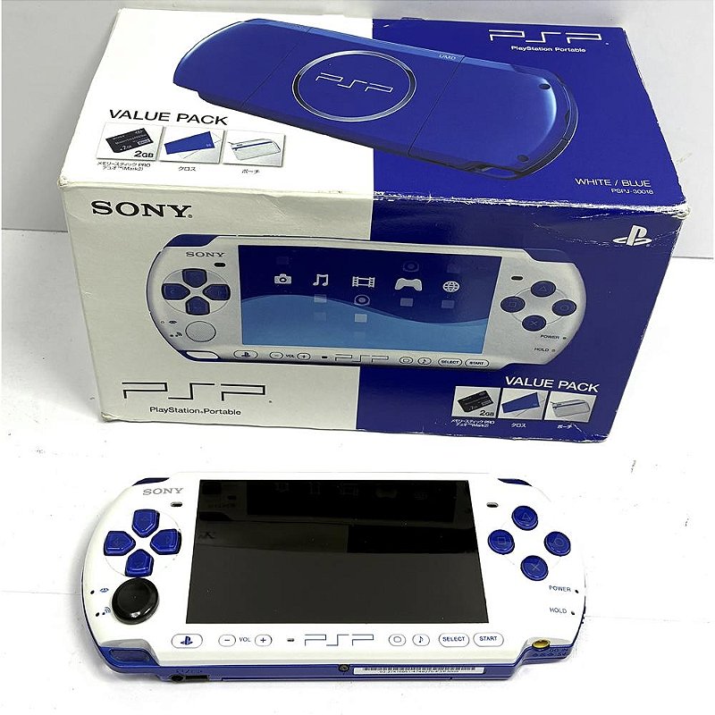 PSP 白 PSP, White Blue, Na Caixa Seriado, Modelo PSP-3000 XWB, Original