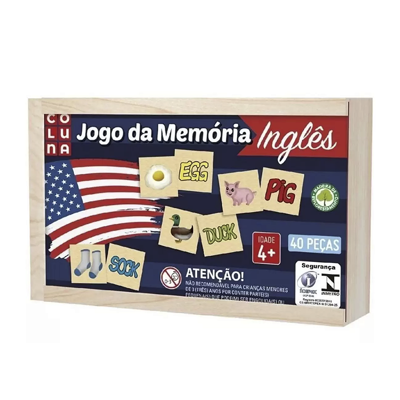 Jogo Da Memória Educativo Inglês MDF Gala - Shopel Papelaria
