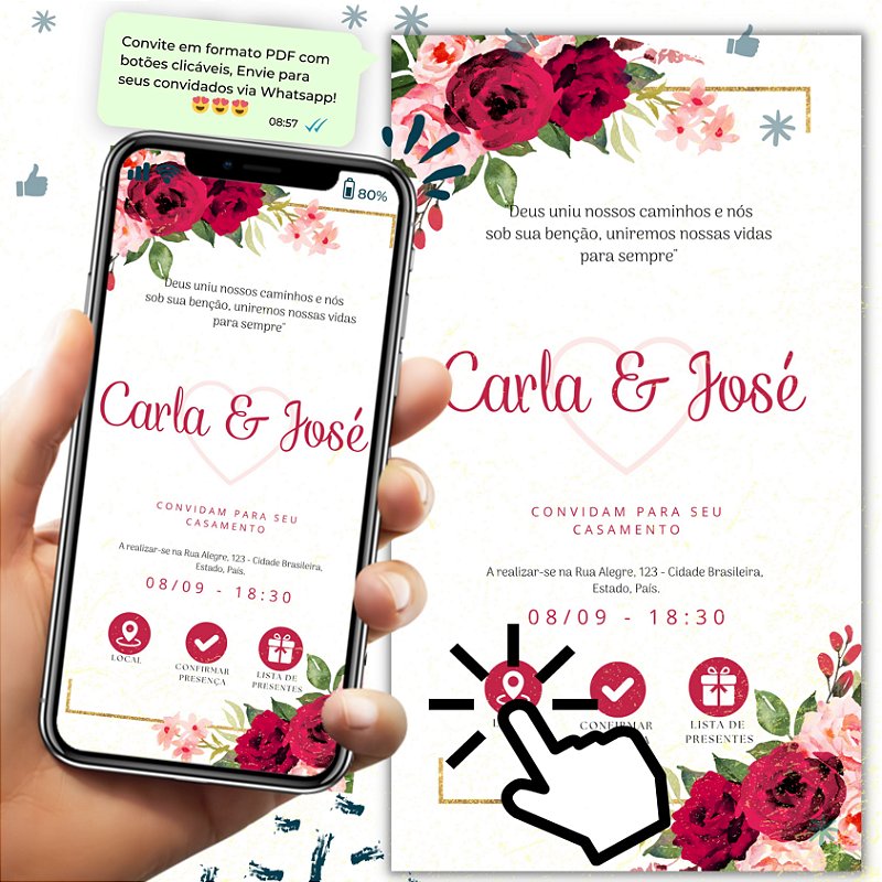 Convite de Casamento Digital Editável Frete Grátis Promoção