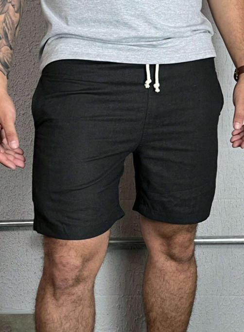 SHORTS EM LINHO PREMIUM - PRETO