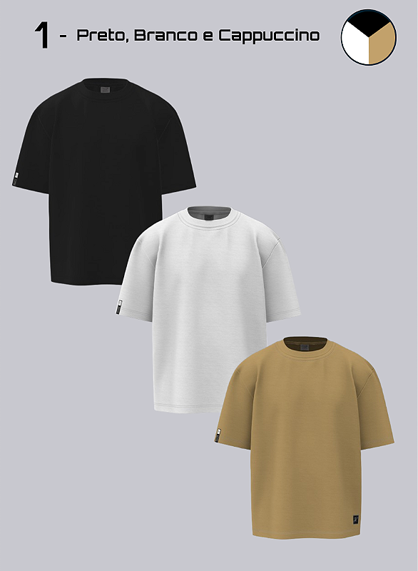 Kit 3 Camisetas Oversized Heavy - 250 g/m²