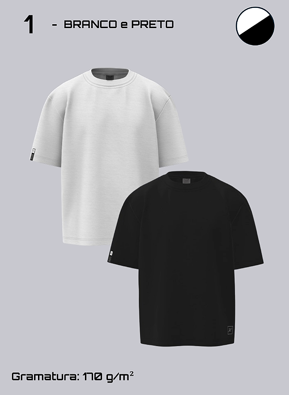 Kit 2 Camisetas Oversized Basic - 170 g/m²