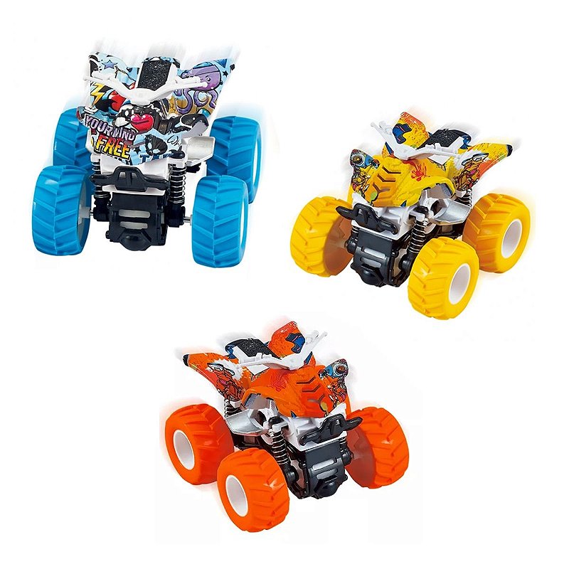 Kit 3 Carrinho Fricção Gira 360 Quadriciclo Menino + Jogo - Loja Zuza  Brinquedos