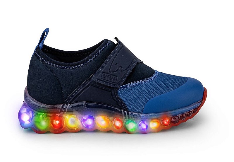 Tênis Infantil de Luz Bibi Roller Celebration Azul com Tira Tatu